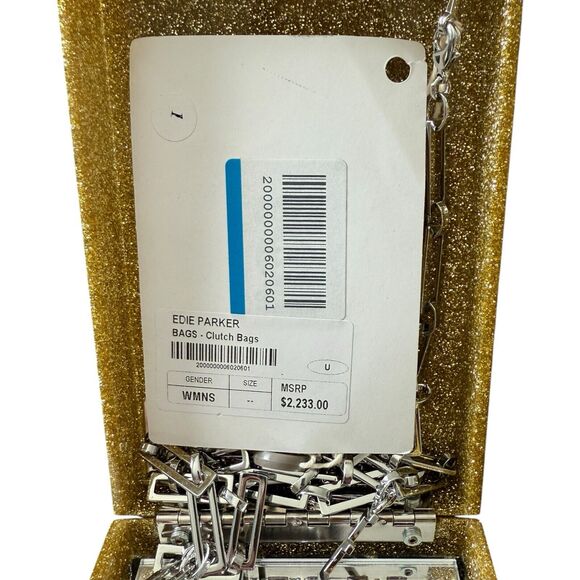 Edie Parker Gold/Black Chevron Acrylic Box Clutch/Bag - Picture 11 of 14